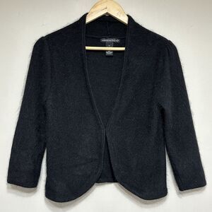 Marina Luna Angora Lamb Wool Bolero Cardigan Sweater Women‎ M Black Quiet Luxury